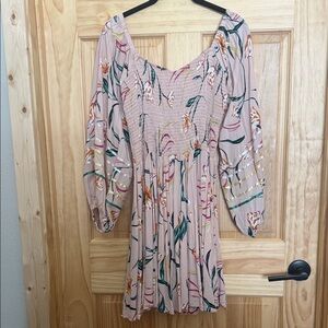 Angie Blush Pink Floral Smocked Mini Dress